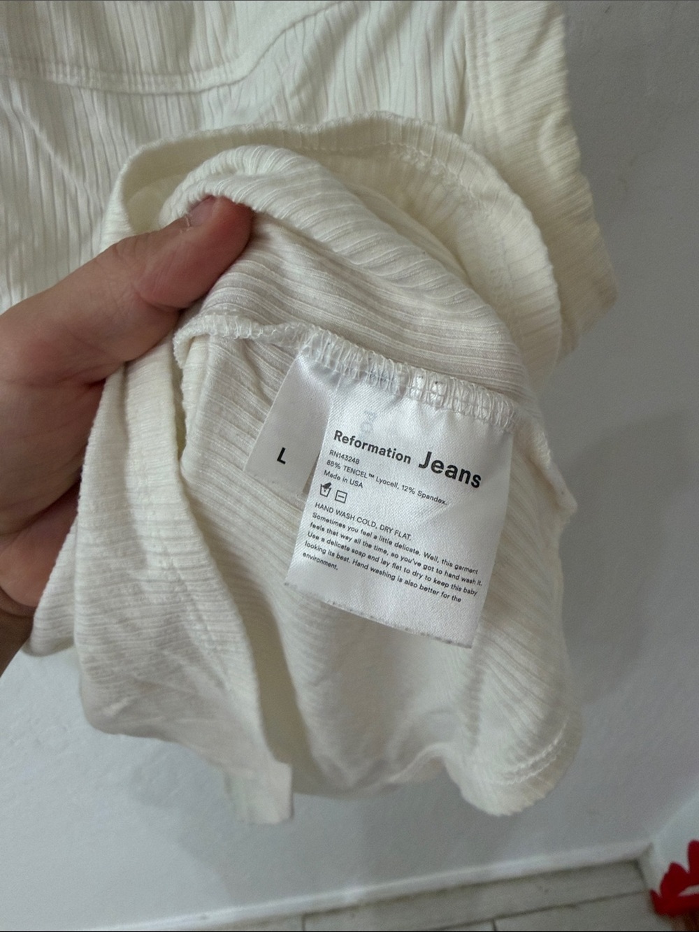 Reformation White Large Ribbed Tank - Picture 4 of 4